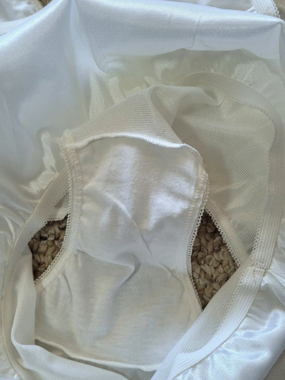 Vintage Nylon Panty Size 9 Brief 3 Pairs Satin White Double Gusset Sissy NWOT - Picture 7 of 10